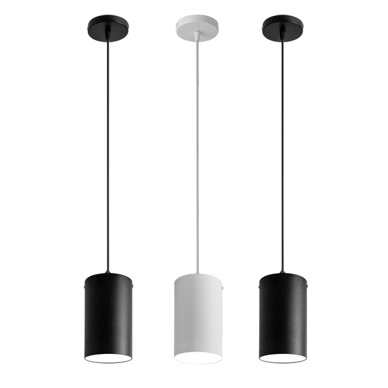 led明装吊线筒灯简约黑u色白色店铺餐厅吧台高显色无频闪防眩吊灯
