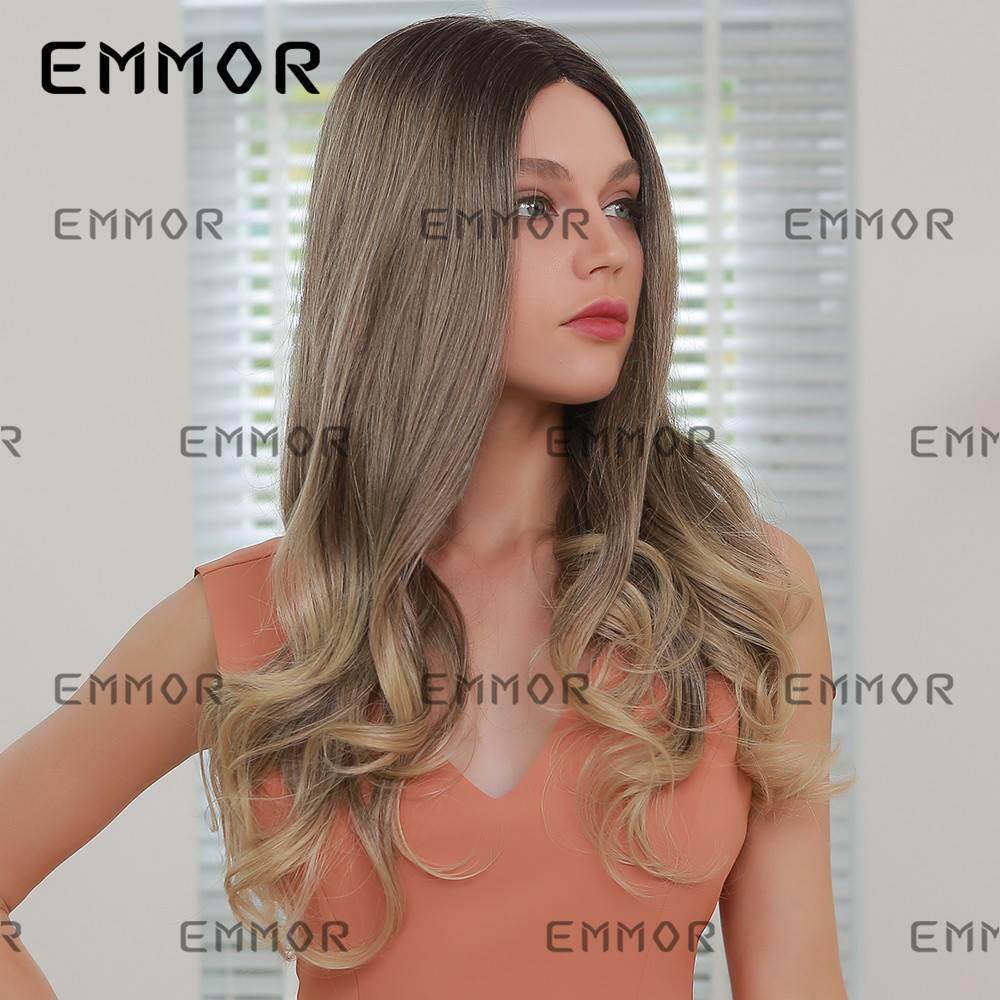 义乌市蓝岸假发有限公司Emmor欧美外贸头出口前蕾丝中分渐变色丝