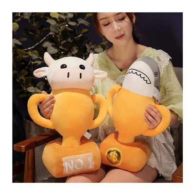 沙雕牛杯玩偶毛绒玩具鲨杯公仔牛啤奖杯抱枕男友闺蜜礼物公司定制