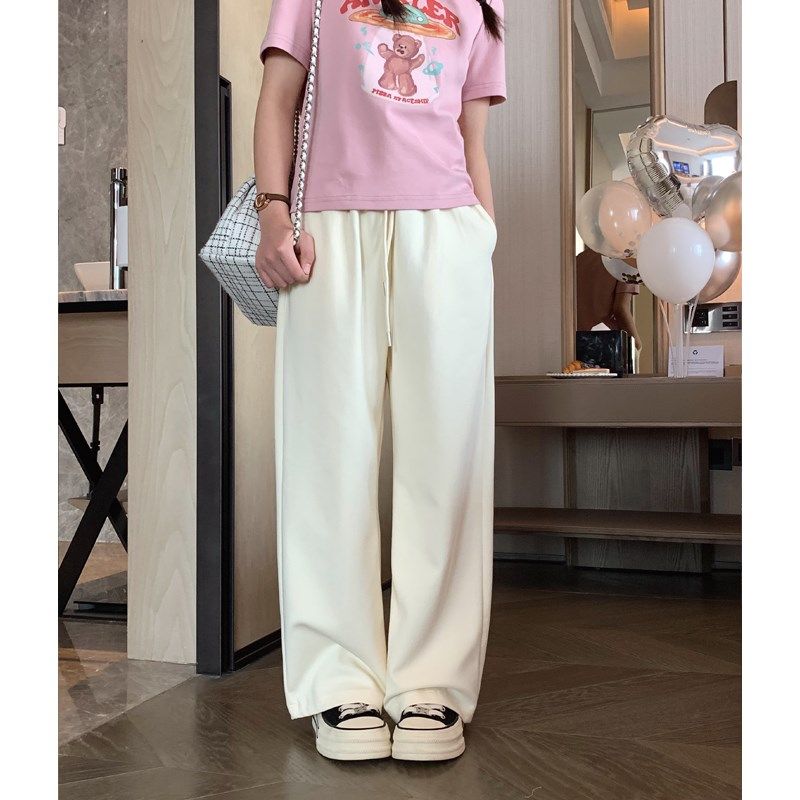 女大童垂感阔腿裤2024春夏装新款青少年慵懒拖地裤亲子韩版直筒裤