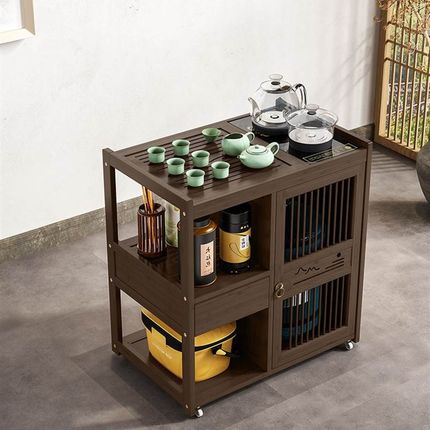 移动茶台家用茶车客厅实木泡茶桌烧水壶一体茶水柜小型茶吧机组合