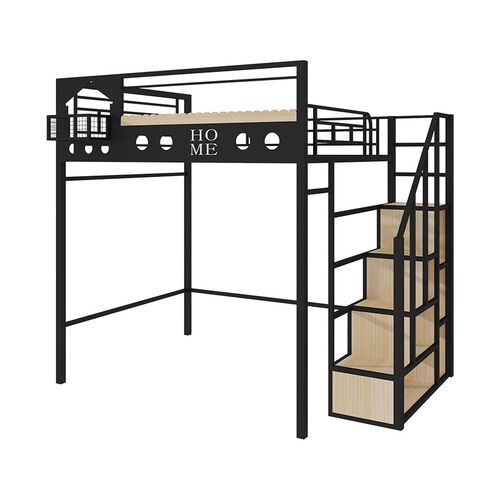 新款小户型复试阁楼床上床下桌铁艺床儿童铁艺高架床现代简约铁床