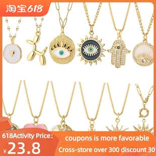 Cute Sun 速发Heart Women Necklace for Gold BlueEye Pendant