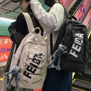 双肩包女小众美式大学生书包设计感男大容量轻便旅行运动背包新款