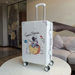 潮流行李箱女卡通时尚印花拉杆箱铝框结实耐用旅行子母箱男拉链款