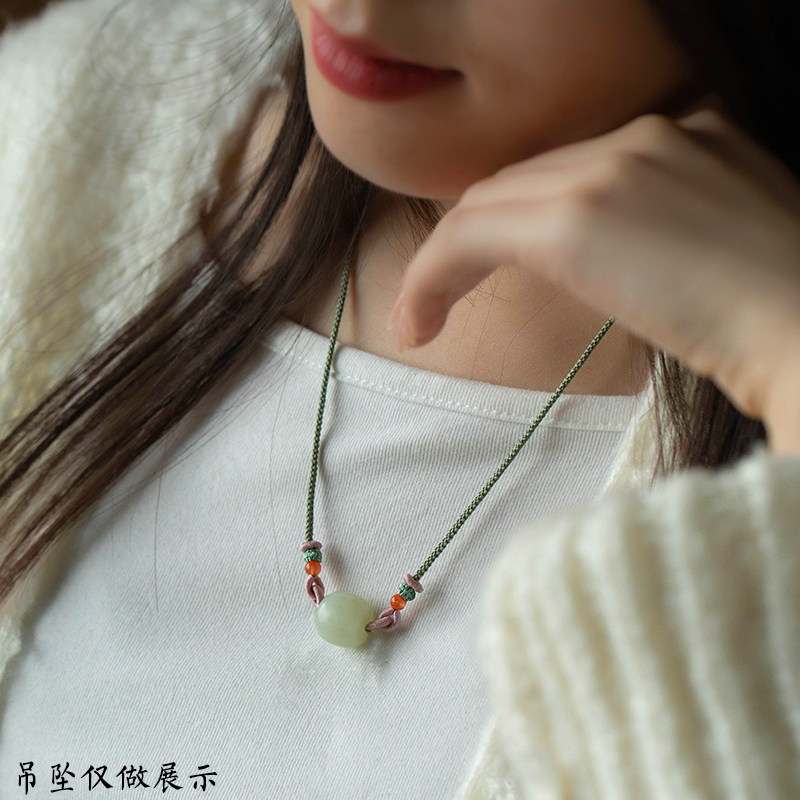 现货细款横穿天珠吊坠q挂绳手工编织蜜蜡松石项链绳子路路通挂脖