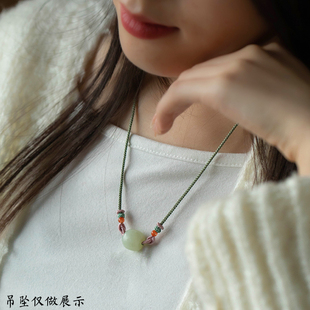 现货细款横穿天珠吊坠q挂绳手工编织蜜蜡松石项链绳子路路通挂脖