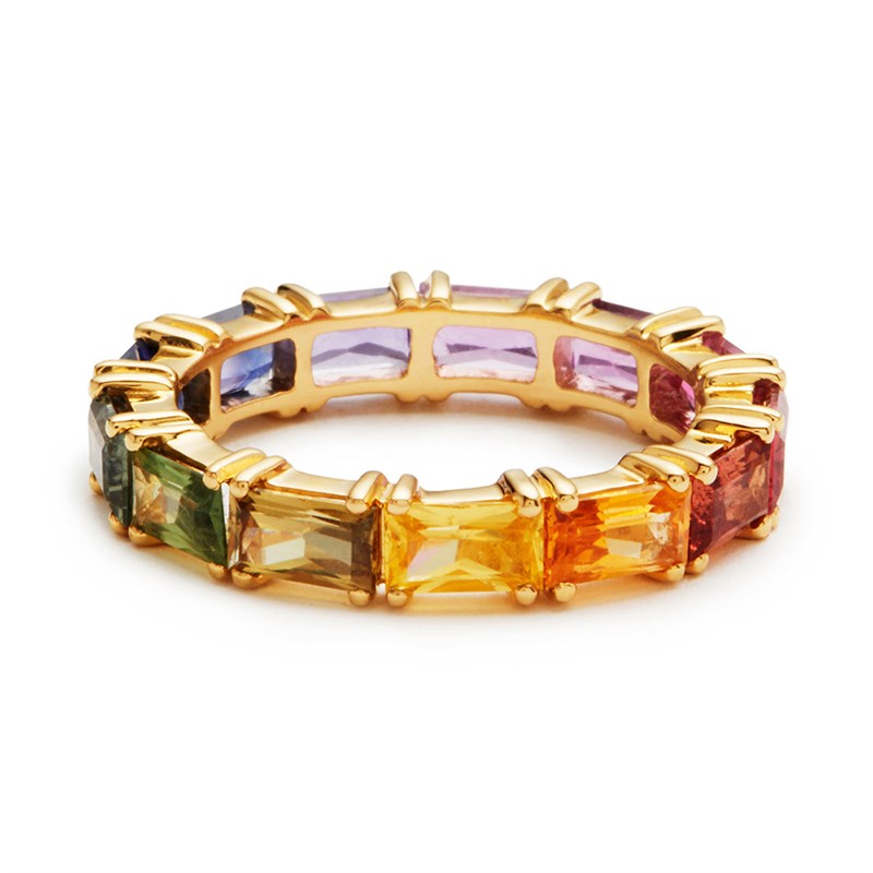 推荐Huitan 5 Colors Shiny Cubic Zircon Women Rings Gold Colo