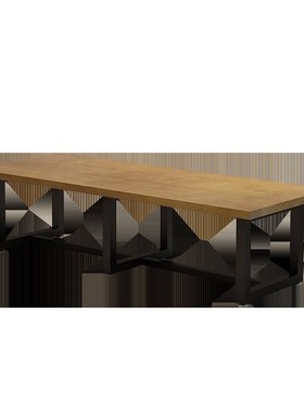 复古工业风实木大板桌酒庄品酒桌简约聚餐长桌办公会议桌椅组合