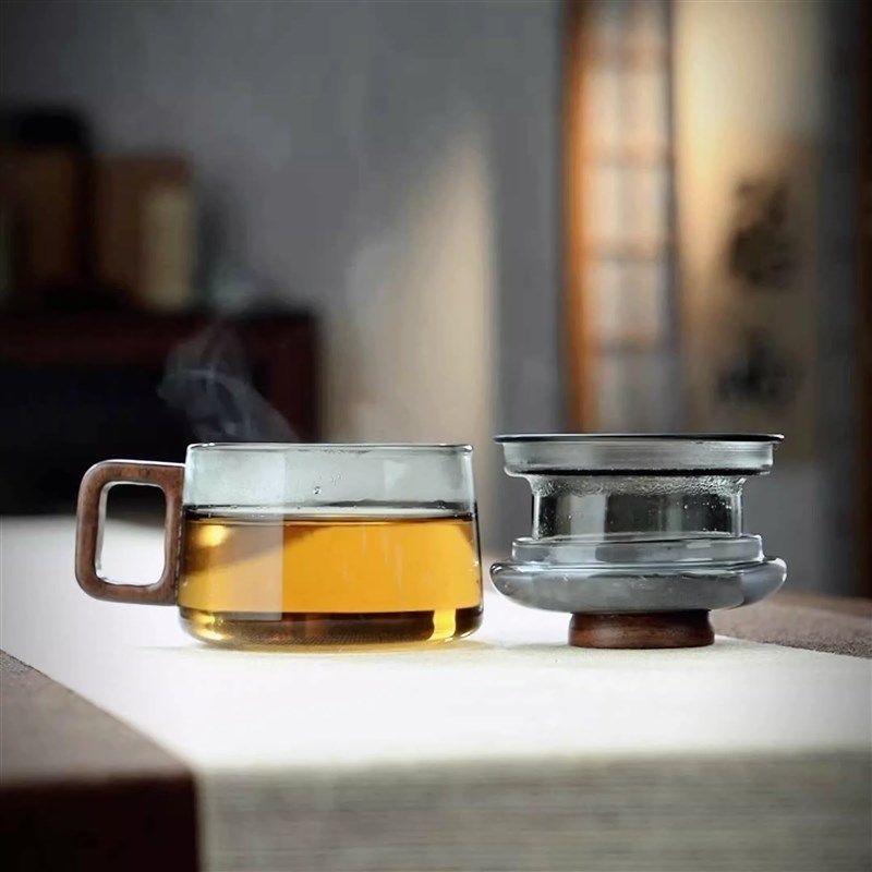 家用玻璃杯耐高温带盖过滤茶水分离办公室水杯迷你小泡茶杯男士女,餐饮具,茶杯,淘宝优惠券,粉丝福利购,淘宝优惠卷