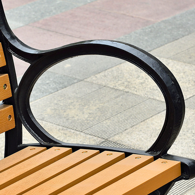 铸铁加厚户外公园椅 塑木园林公园长凳 木制靠背椅景区休闲排椅