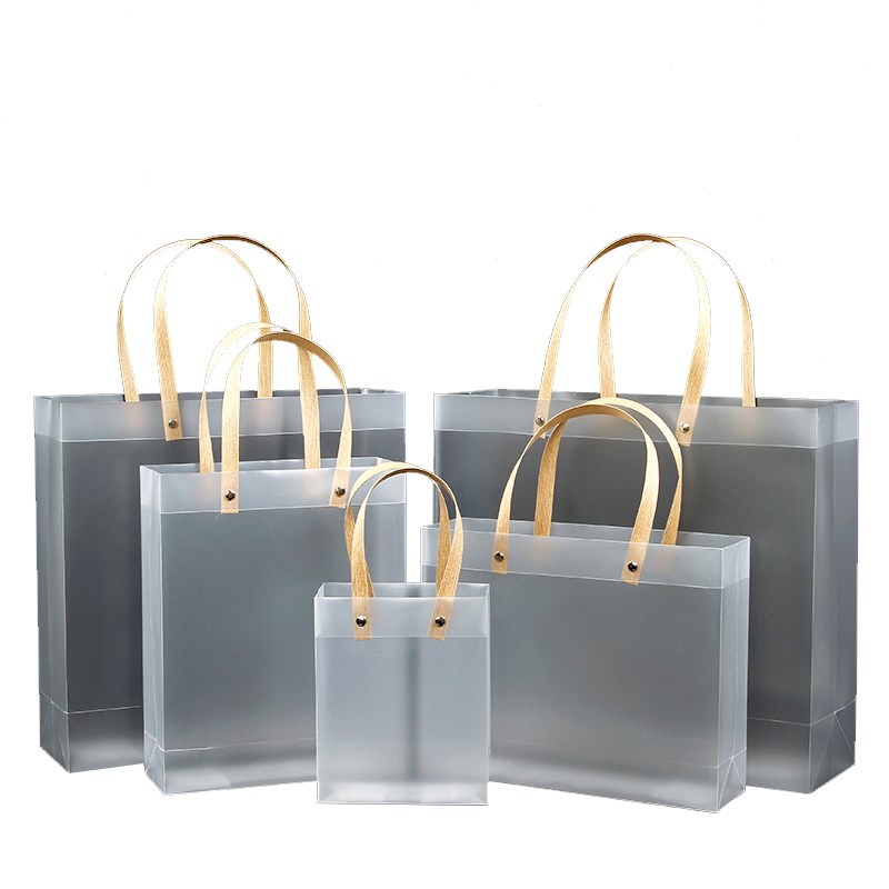 透明礼品袋pvc塑料手提袋pp磨砂服装店袋子小礼物包装袋定制