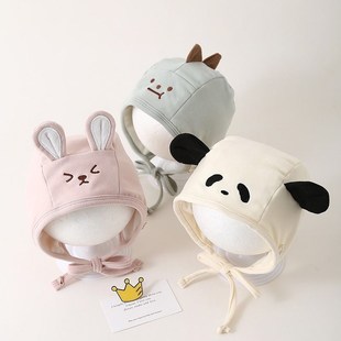 婴儿帽子秋冬款小月龄可爱超萌护耳帽秋季新生男女宝宝保暖包头帽