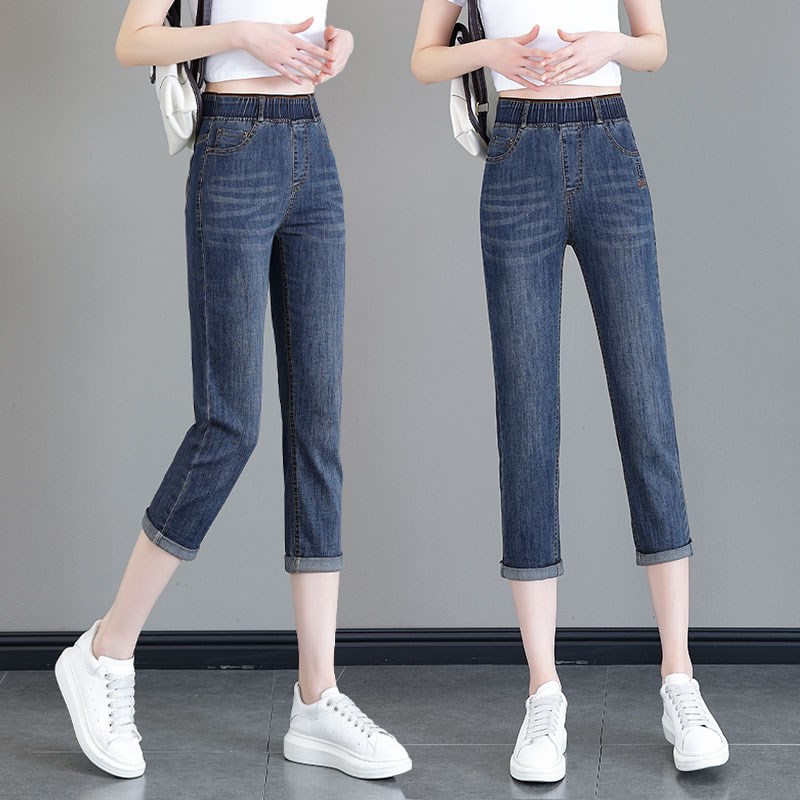 夏季薄款牛仔直筒裤女2025年新款E小个子八分老爹裤显瘦小脚烟管