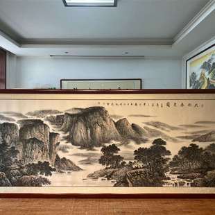 山画公司水画画 风景画办公室墨m挂画靠饰图客厅装