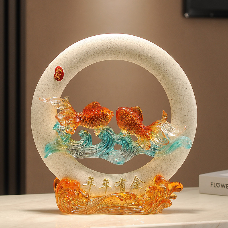 年年有余招财鱼摆件玄关办公室客厅酒柜电视柜装饰品搬家乔迁礼物,家居饰品,装饰摆件,淘宝优惠券,粉丝福利购,淘宝优惠卷