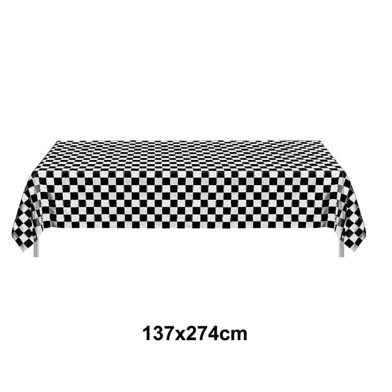 网红1set 137x274cm Black White Tablecloths Racing Car Motorc