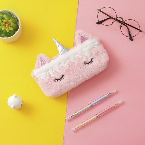 unicorn pencil case Plush estuche escolar Kawaii trousse sco
