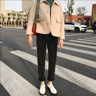 加大码孕妇牛仔长裤子外穿显瘦托腹哈伦秋冬裤女胖MM加肥200斤潮