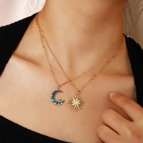 小众高货Fashion accessories personality pearl sun and moon n