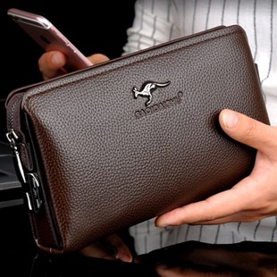 男士商务密码锁手包多卡位手机收纳包大容量长款钱包软皮手拿包