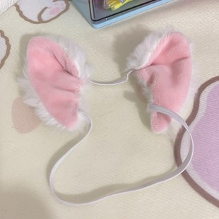 棉花娃娃用可拆卸猫咪耳朵20cm毛绒玩偶发箍皮筋猫耳配饰拍摄道具