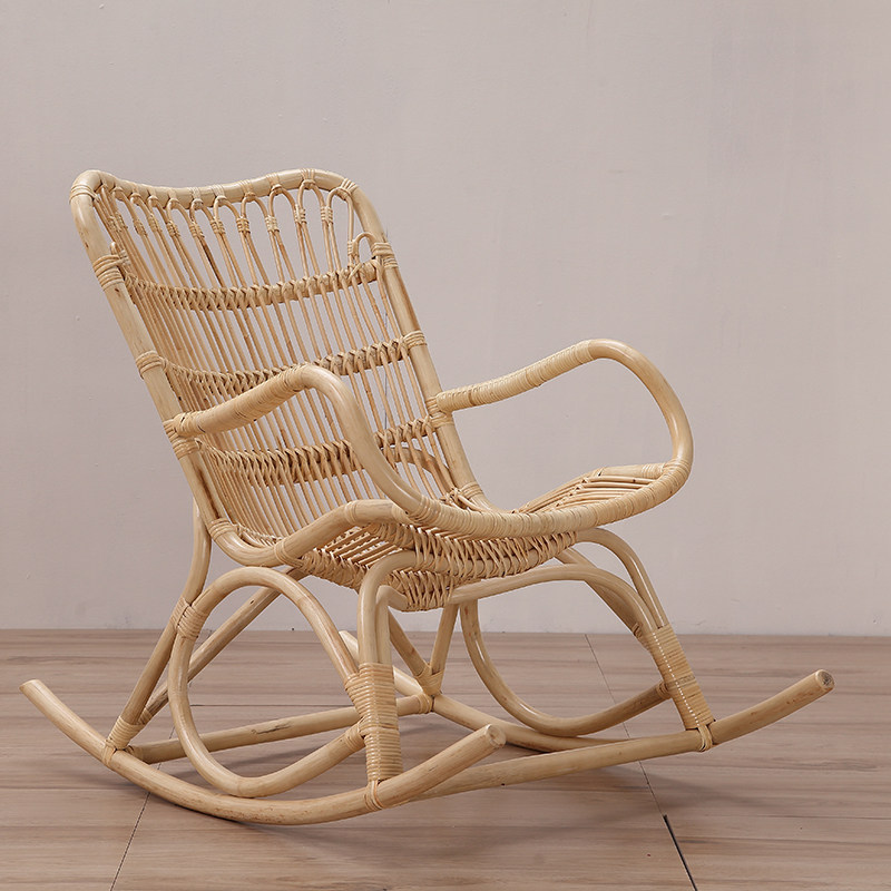 简约真藤摇椅藤编家用休闲躺椅阳b台摇摇椅网红逍遥椅大人老人藤