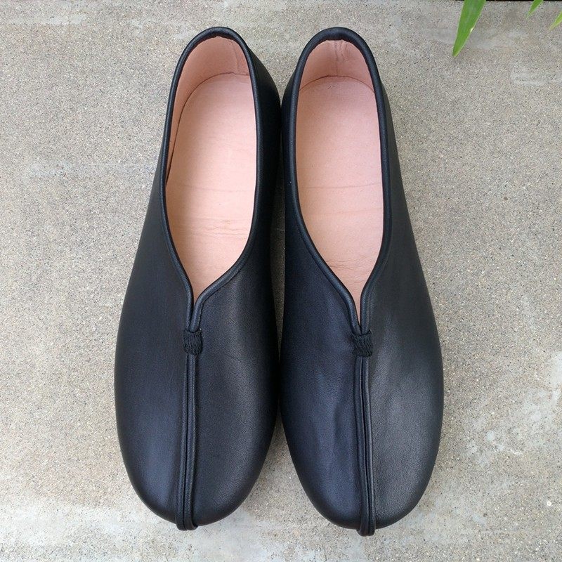 中式民族风手工牛皮男鞋汉服唐装居士僧鞋中老年爸爸圆口休闲皮鞋,流行男鞋,布鞋,淘宝优惠券,粉丝福利购,淘宝优惠卷