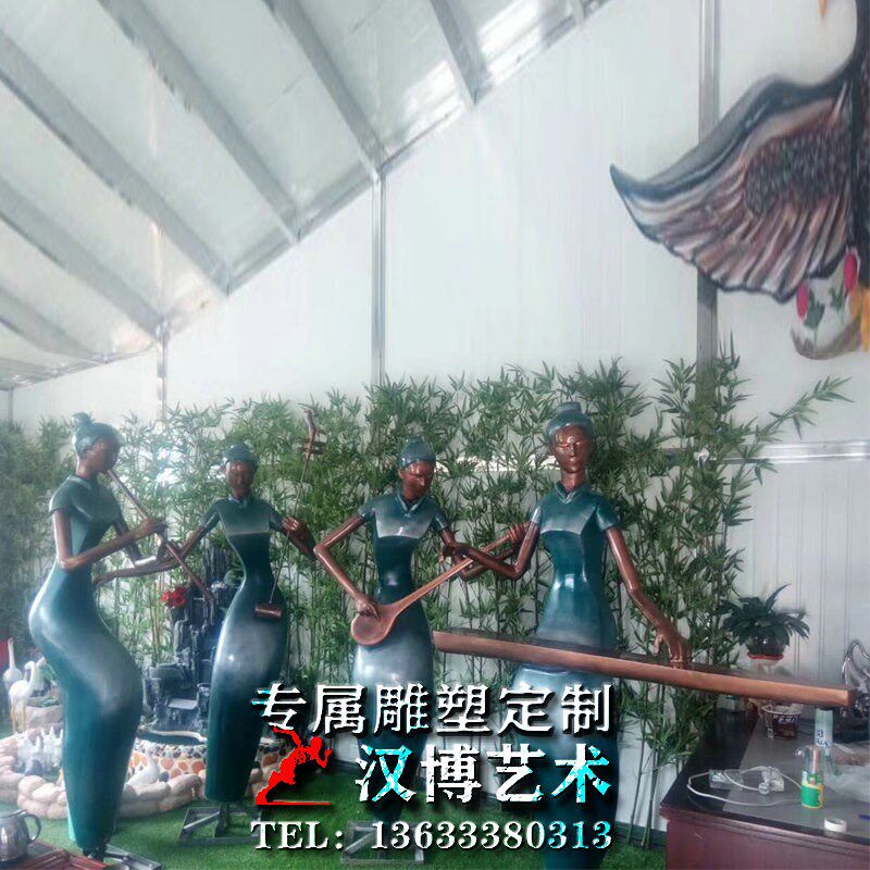玻璃钢仿铜人物雕塑商业步行街买东西小贩雕塑铸铜商人雕像定制做