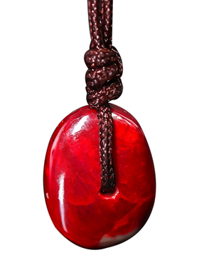 兔年真朱砂原矿吊坠随型透光原石项链男款女款本命年红色转运挂件