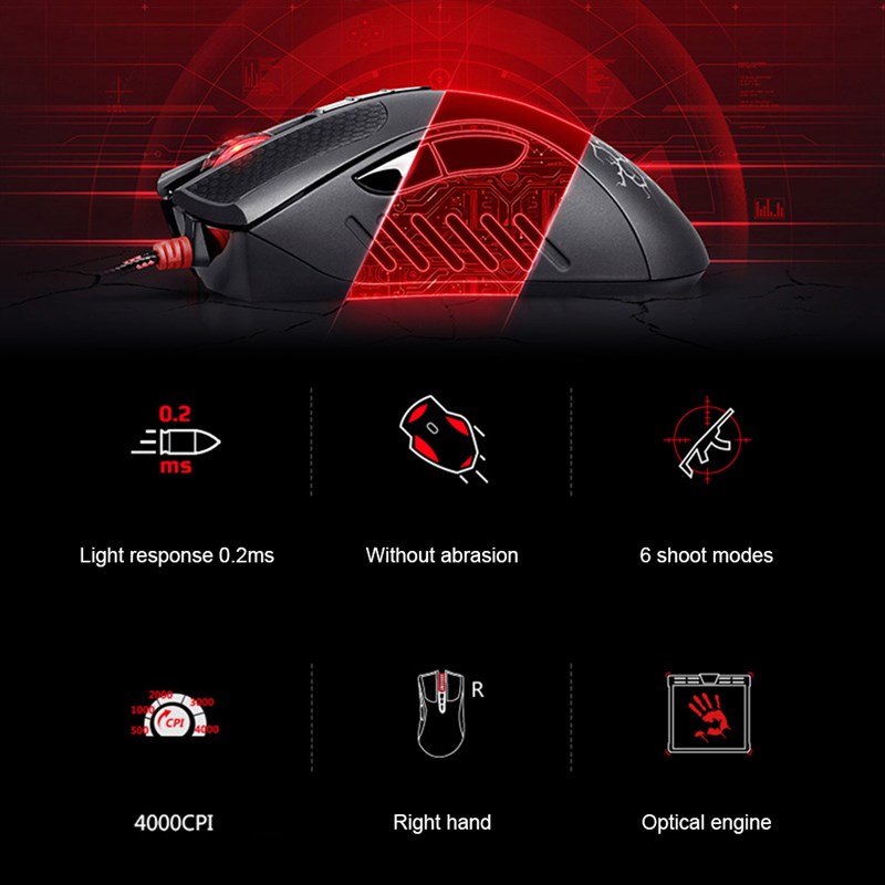 极速USB Optical Gaming Mouse For Bloody A70 A90 4000DPI Colo