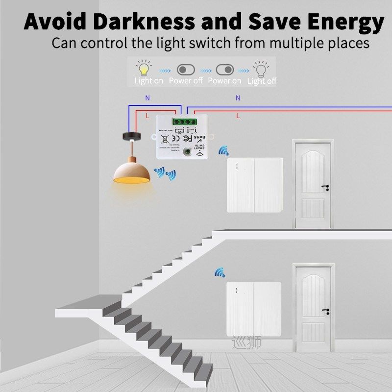 Tuya WIFI Light push Switch RF 433Mhz push Button Switch 1/2