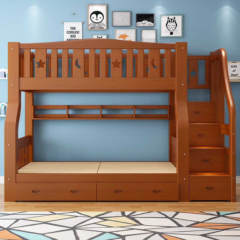 实木上下床双层床铺双人全上下木床多能衣柜两层子x功534母高低儿