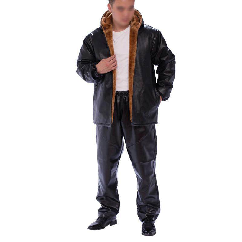 加绒加厚连帽皮衣皮裤套装男保暖冷库工作服宽松防水棉衣屠宰修车,男装,工装制服,淘宝优惠券,粉丝福利购,淘宝优惠卷