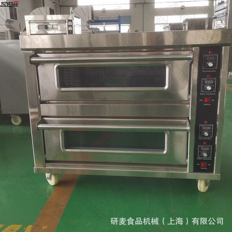 商用两层两盘电烤箱220V电压不锈钢面H板可独立控温可加定时加石