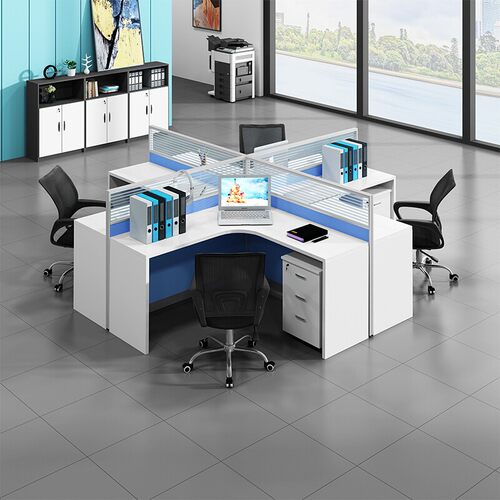 速发深圳L型办公桌椅卡位4人位办公卡座屏风桌隔断6人职员弧形电