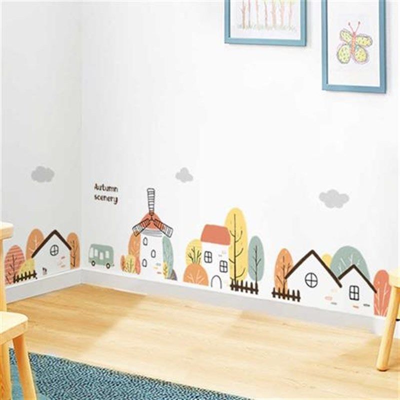 卡通装饰墙贴自粘儿童房间踢脚线腰线贴纸卧室床头遮丑贴画装饰,家居饰品,软装墙贴,淘宝优惠券,粉丝福利购,淘宝优惠卷