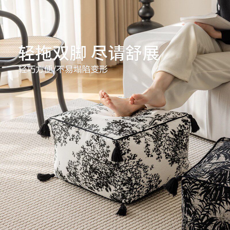 法式黑白杨梅树坐墩中式水墨提花矮凳蒲团懒人沙发客厅地毯坐垫,居家布艺,蒲团,淘宝优惠券,粉丝福利购,淘宝优惠卷