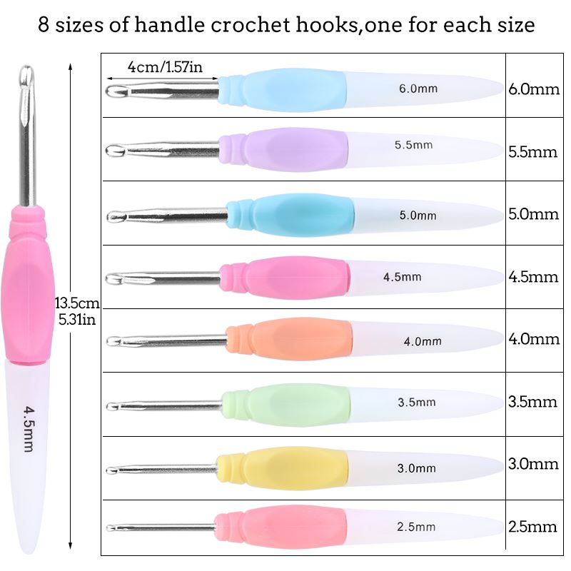 新品Crochet Hooks Kit Plastic Handle Crochet Hooks Needles G