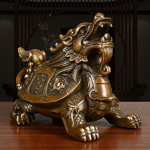 纯铜龙龟摆件四方兽八卦龙龟大号家居客厅店铺中式开业乔迁工艺品