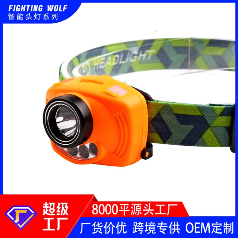 新款强光干电池感应头灯LED头灯多功能头灯AAA夜钓头灯夜钓灯夜行