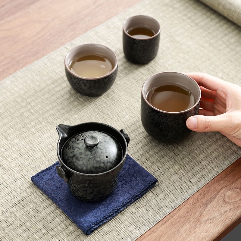 旅行茶具套装小套快客杯一壶三杯陶瓷茶杯户外便携式泡茶喝茶装备