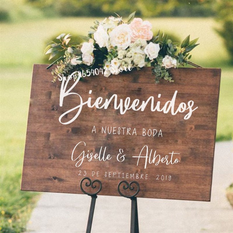 Spanish Wedding Welcome Sign ers Removable Personalized Viny