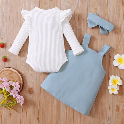 速发0-18M Newborn Baby Girls Autumn Clothes Set Solid Long S