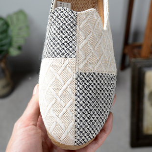 夏天新款民族风亚麻鞋子男生帆布鞋拼接一脚蹬透气懒人汉服布鞋男