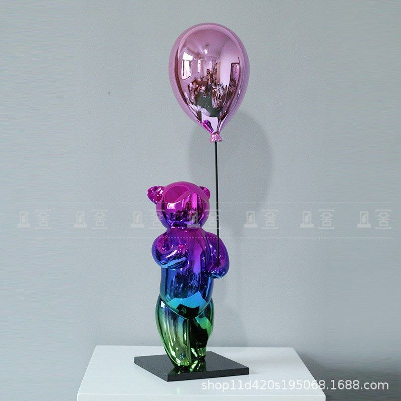 银色气球熊软装饰品酒店大堂客厅装饰品儿童房电视柜酒柜摆件礼品,家居饰品,桌面摆件,淘宝优惠券,粉丝福利购,淘宝优惠卷