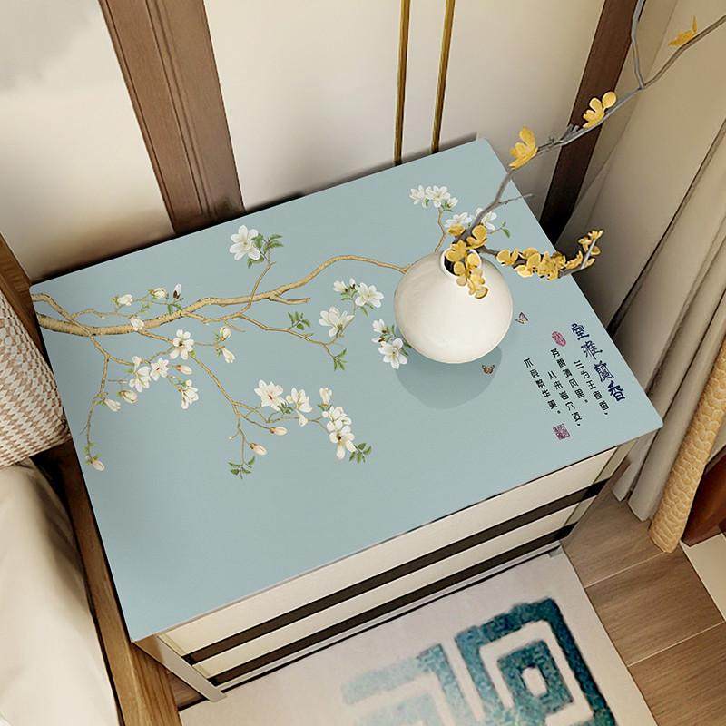 新中式床头柜垫子防水防烫桌布PVC桌垫布卧室方几中国风防尘盖布,居家布艺,桌布,淘宝优惠券,粉丝福利购,淘宝优惠卷