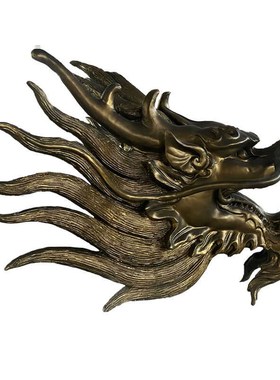龙年龙头玻璃钢雕塑壁挂喷水悬空摆件庭院景观装饰仿铜铸铜动物