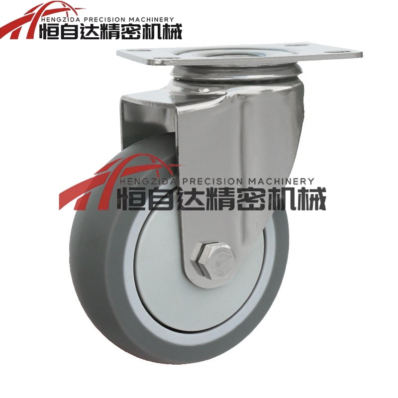 同米思米橡胶脚轮CSPJ/CSPK/CSPJS75/100/125-R万向带刹车固定轮