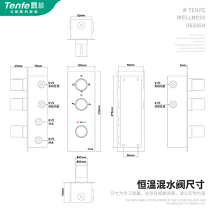 鼎菲北歐黑色暗裝 花灑噴頭 智能恒溫淋浴花灑套裝 m嵌入墻式